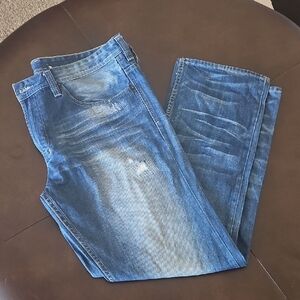 Buffalo David Bitton Men's Faded Blue Straight Jeans